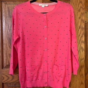 Barbie BODEN 10 top sweater cardigan PINK pockets embroidered NWOT excellent